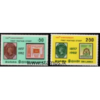 1982, SG 784-85, 125th Anniversary of First Postage Stamps of Ceylon pair MNH