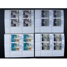 1989, SG 1087-90 First Manned Landing on Moon set Block of four FU