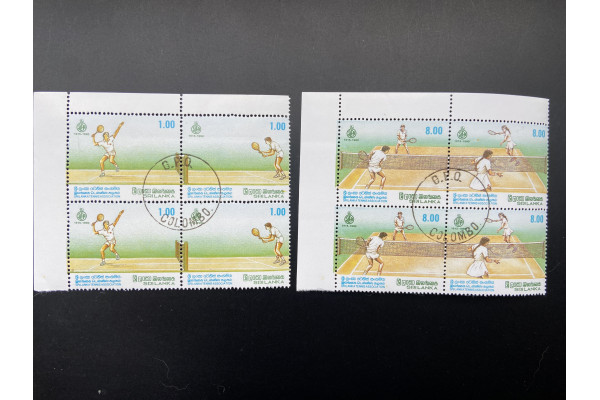 1990, SG 1129a-31a Sri Lanka Tennis Association two se-tenant pairs in Block of Four FU
