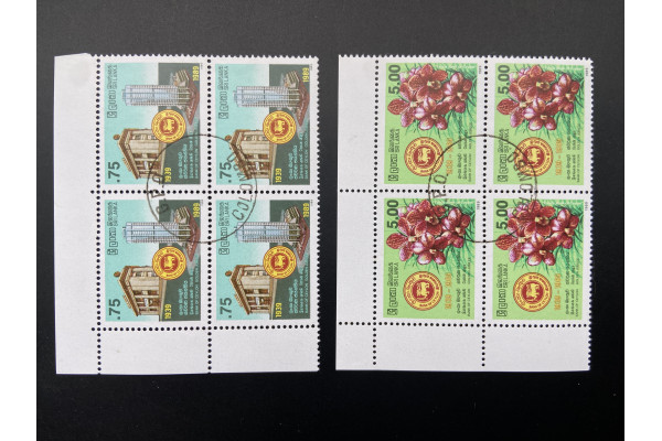 1989, SG 1077-78 Bank of Ceylon pair Block of Four FU