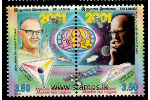 1999, SG 1432a, Fifty Years of Communication Improvement (Arthur C. Clarke) Se-Tenant pair MNH