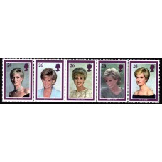 GB, 1998, Princes Diana, strip of five stamps MNH