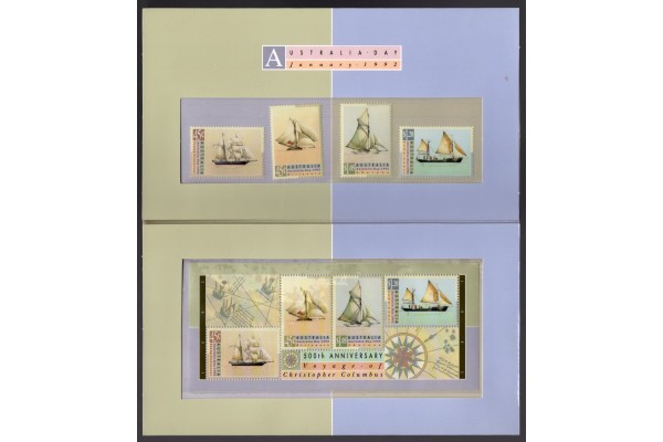 Australia, 1992 Australia Day Souvenir Sheet & Set of Stamps Presentation Pack