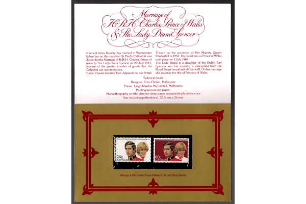 Australia, 1981 Charles Diana Royal Wedding Presentation Pack