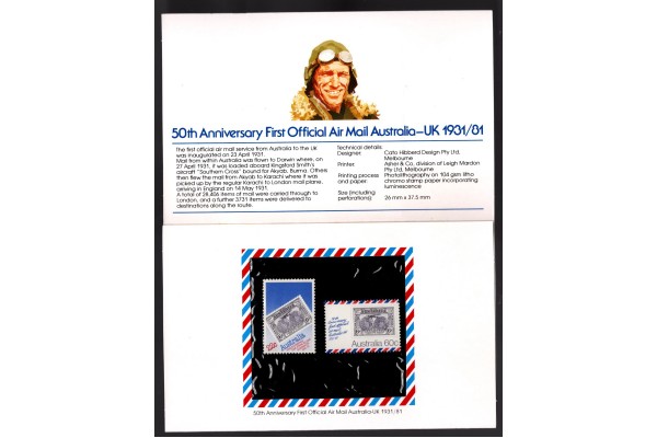Australia, 1981, First Airmail Australia - UK, 50th Anniversary Presentation Pack