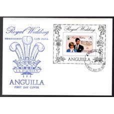 Royal Family, Royal Wedding 1981 Prince Charles & Lady Diana, Anguilla Souvenir Sheet First Day Cover