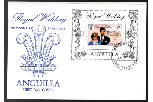 Royal Family, Royal Wedding 1981 Prince Charles & Lady Diana, Anguilla Souvenir Sheet First Day Cover