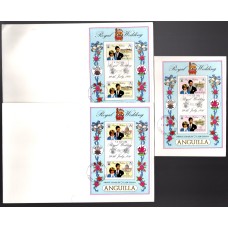 Royal Family, Royal Wedding 1981 Prince Charles & Lady Diana, Anguilla Souvenir Sheet Three First Day Covers