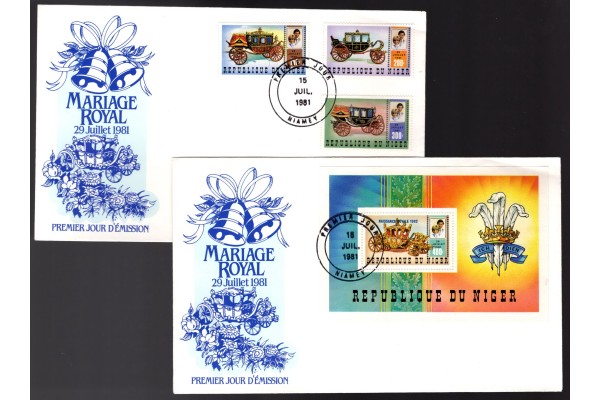 Royal Family, Royal Wedding 1981 Prince Charles & Lady Diana, Niger First Day Cover Pair