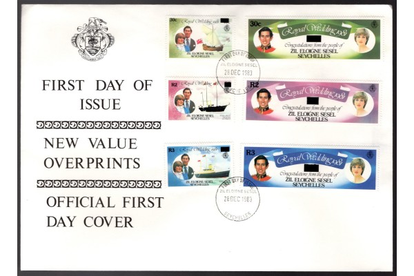 Royal Family, Royal Wedding 1981 Prince Charles & Lady Diana, Seychelles Zil Eloigne Sesel First Day Cover with overprint