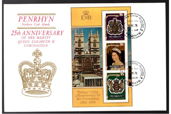 Royal Family, 25th Anniversary of the Coronation Queen Elizabeth II, Penrhyn Island First Day Cover