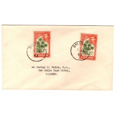 1943, KGVI, SG 387f, 5c Sage Green & Orange pair, First Day Cover Galle Face Postmark