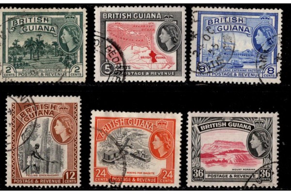 British Guiana QEII 6 different used