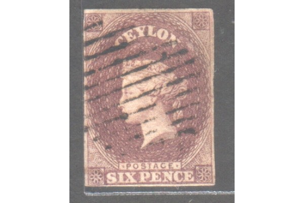 1859, SG6 QV, 6d Purple Brown used