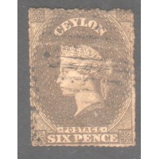 1861-64, SG 31b Wmk Star rough perf QV, 6d Olive Sepia used