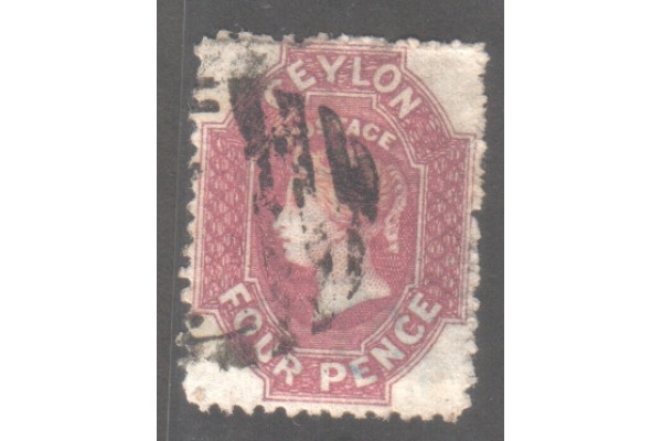 1867-70, SG 65b Wmk 6 perf 12.5  QV, 4d Rose Carmine used