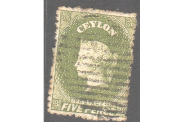 1867-70, SG 66b Wmk 6 perf 12.5  QV, 5d Olive Green used