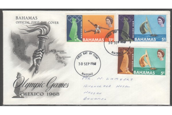 Bahamas, 1968 Mexico Olympics First Day Cover