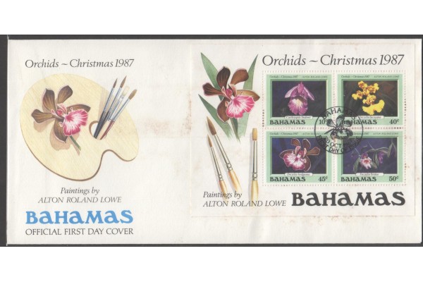Bahamas, 1987 Christmas (Orchids Souvenir Sheet) First Day Cover