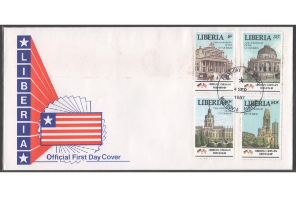 Liberia, 1987 Liberian German Friendship First Day Cover