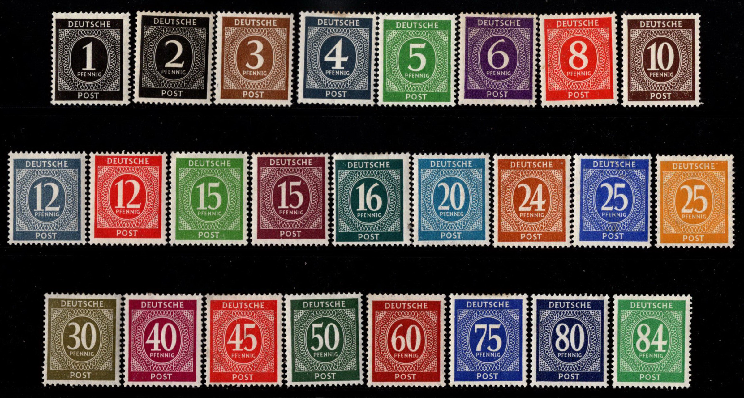 Germany Joint Allied Occupation Zone 1946 Value Stamps. Collection Of 